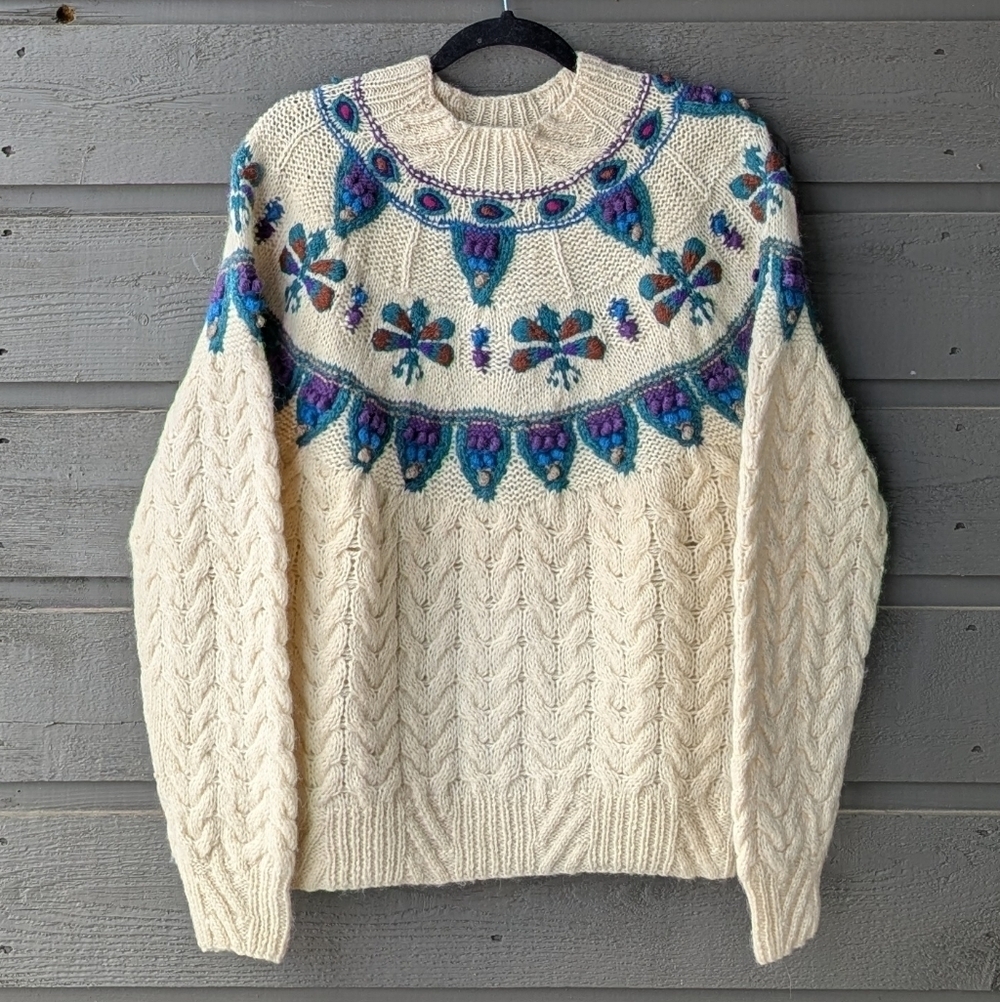 VTG 80s The Woolrich Woman 100% Wool Fair Isle Crew Neck Sweater